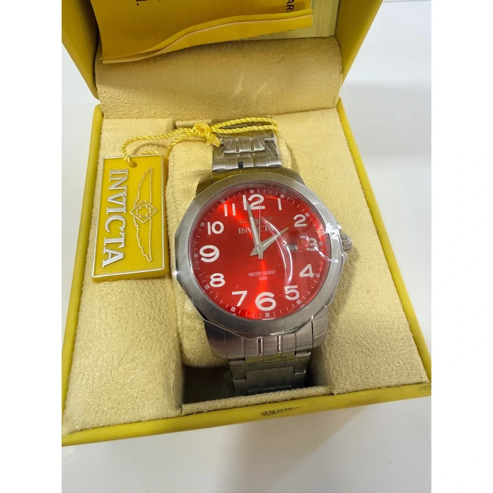 Invicta Watch Mens OS Red Good Specialty 6860 Stainless Steel Date Window